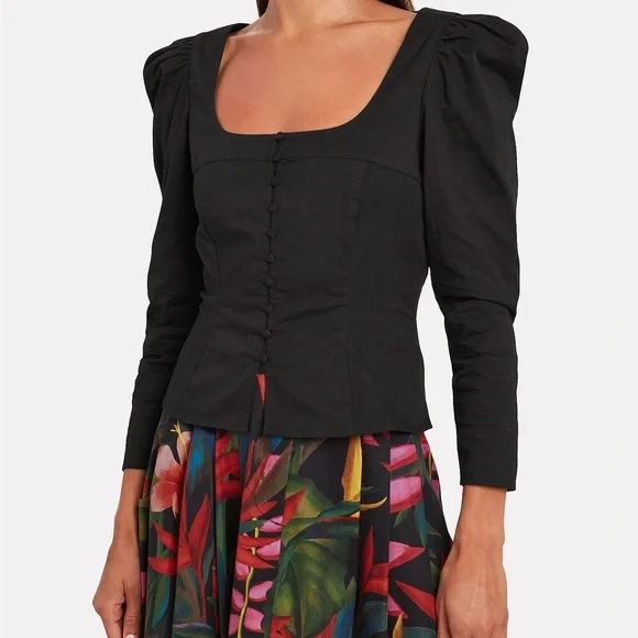 St. Roche Sandrine Poplin Button Front Blouse